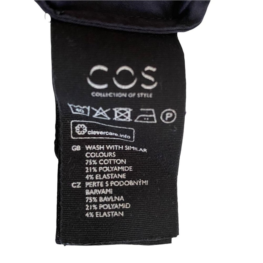 Cos Size Xs Black Tunic Collarless Button Front T… - image 5